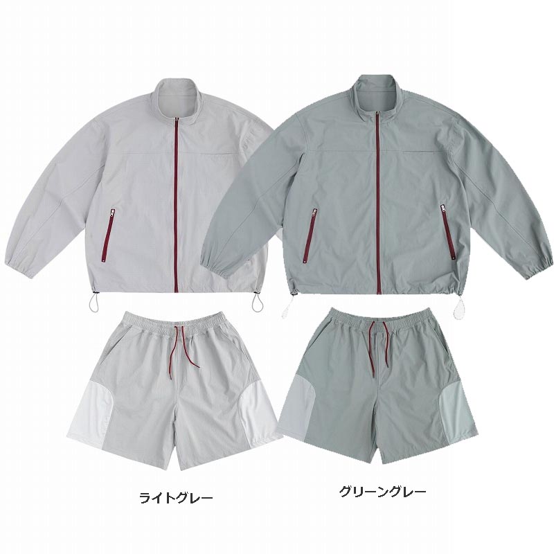 メンズジャージ メンズ 軽量ナイロン上下セット ジャケット ショーツ