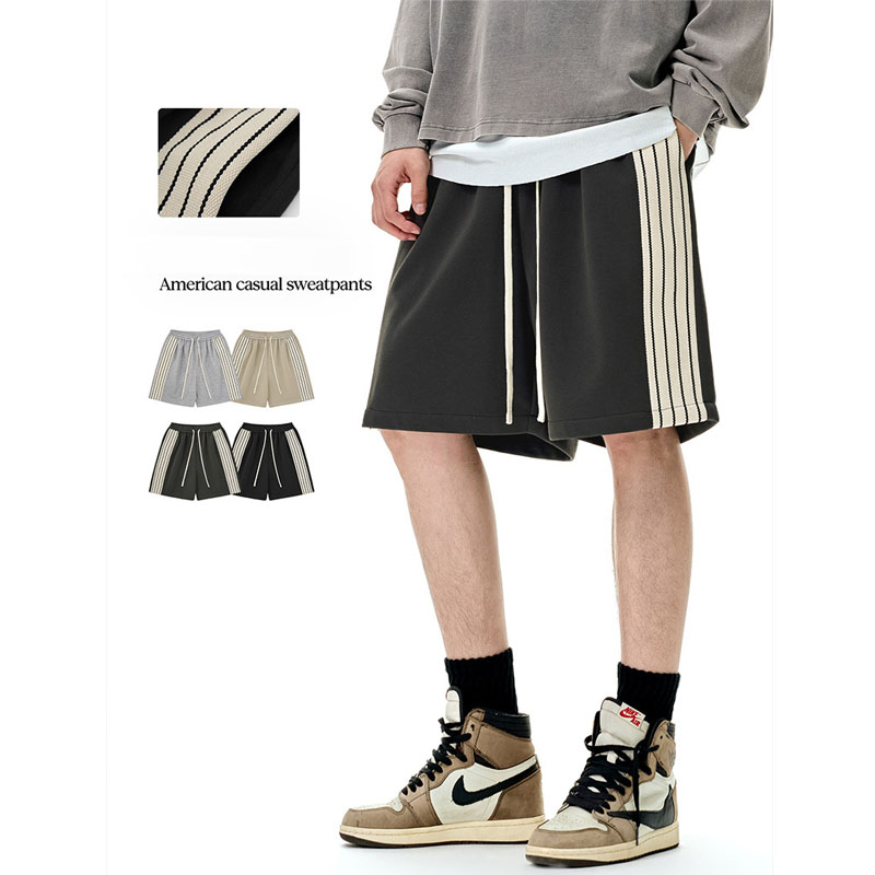 メンズジャージ メンズ 春夏 縦ライン入り ハーフパンツ 全4色