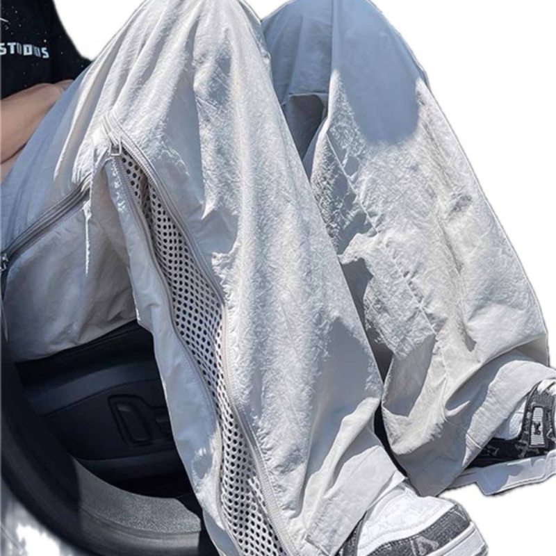 通気性抜群メッシュ切替ナイロンジャージトップス