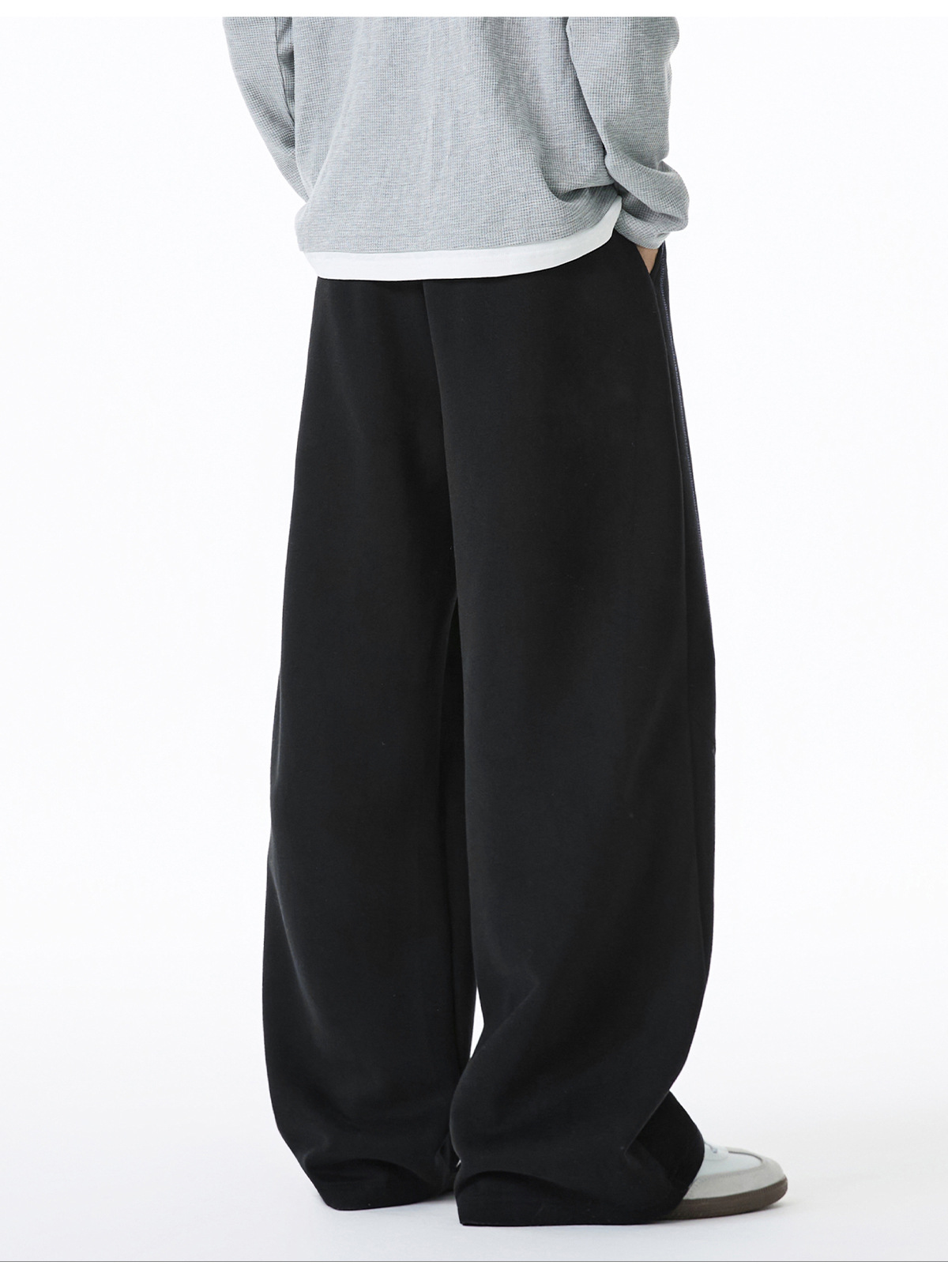 メンズジャージ メンズ 秋新作 厚手ステッチ切替ワイドスウェットパンツ 全3色