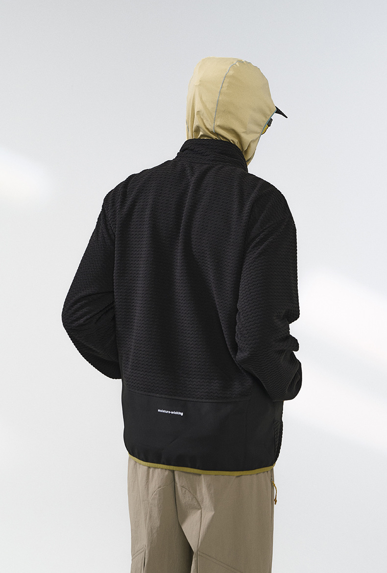 スウェットメンズジャージ 冬新作波柄切替全開式裏起毛上着全三色