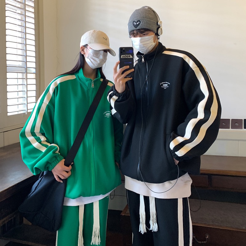 メンズスウェットジャージ上下セット サイドライン