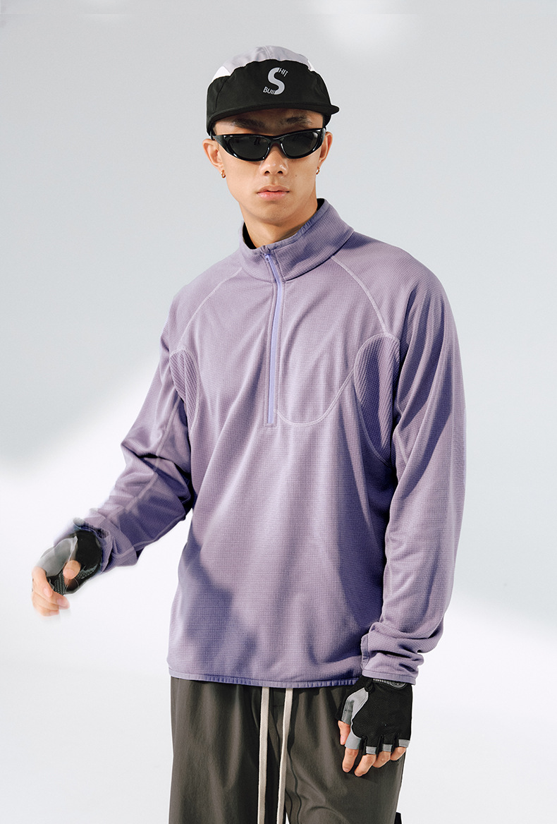 スウェットメンズジャージ 男性用フリースハーフジップ長袖トップス全6色展開