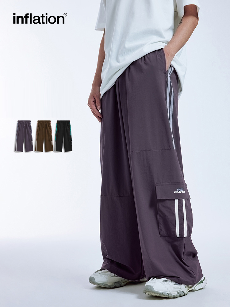 メンズジャージ メンズ スポーツ風 ワイドカーゴパンツ 全3色