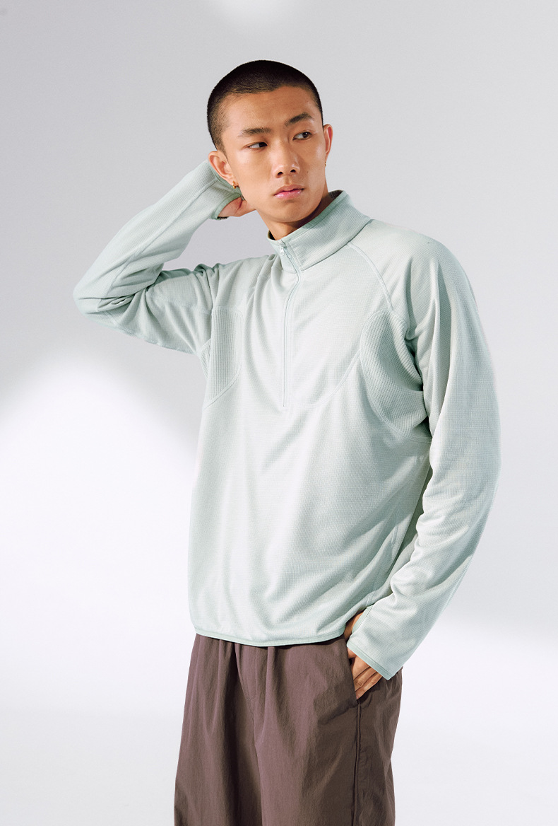 スウェットメンズジャージ 男性用フリースハーフジップ長袖トップス全6色展開