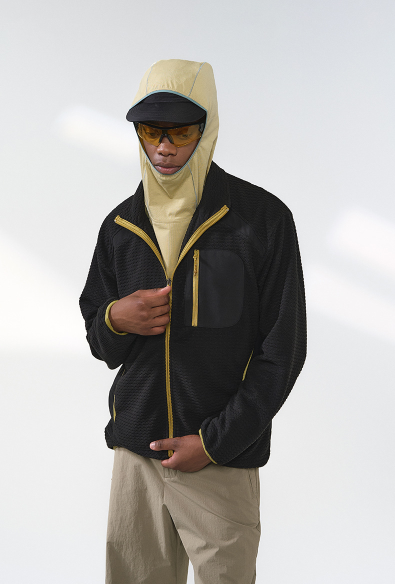 スウェットメンズジャージ 冬新作波柄切替全開式裏起毛上着全三色