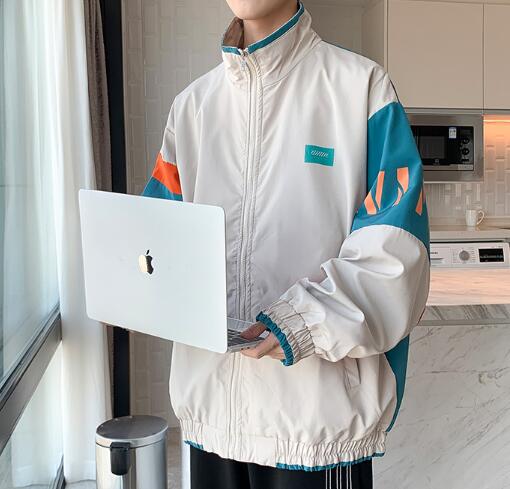 メンナイロンジャージ メンズ カラーブロック ジャージ ジャケット アウター