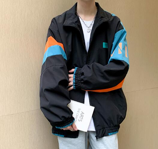 メンナイロンジャージ メンズ カラーブロック ジャージ ジャケット アウター