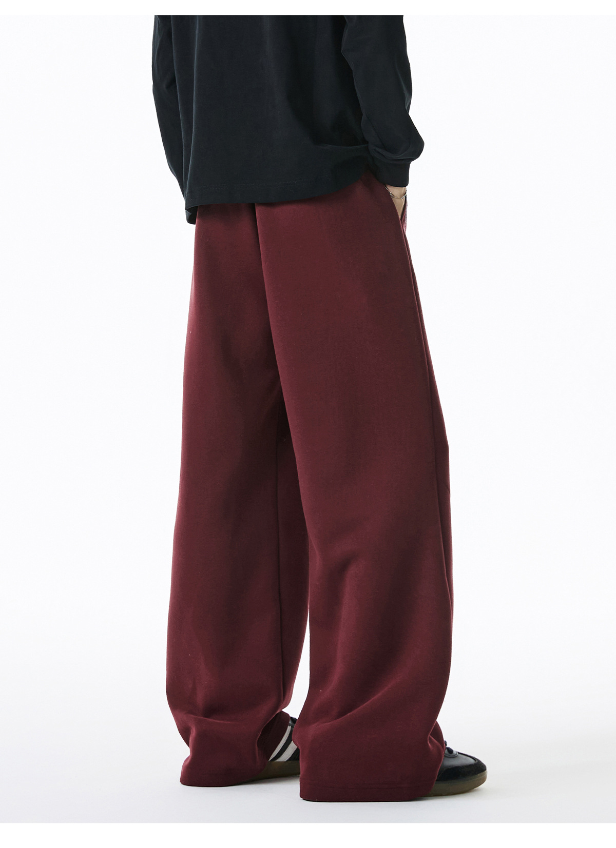 メンズジャージ メンズ 秋新作 厚手ステッチ切替ワイドスウェットパンツ 全3色