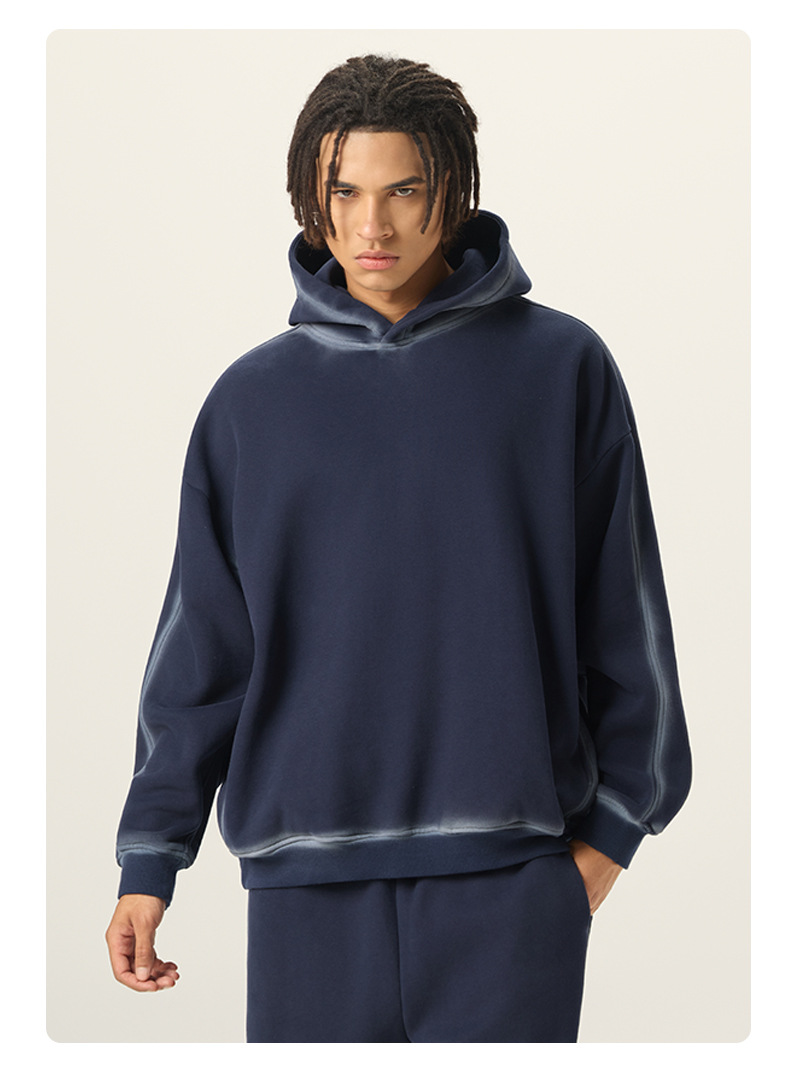 メンズジャージ メンズ厚手裏起毛パーカー古着風スウェット全2色