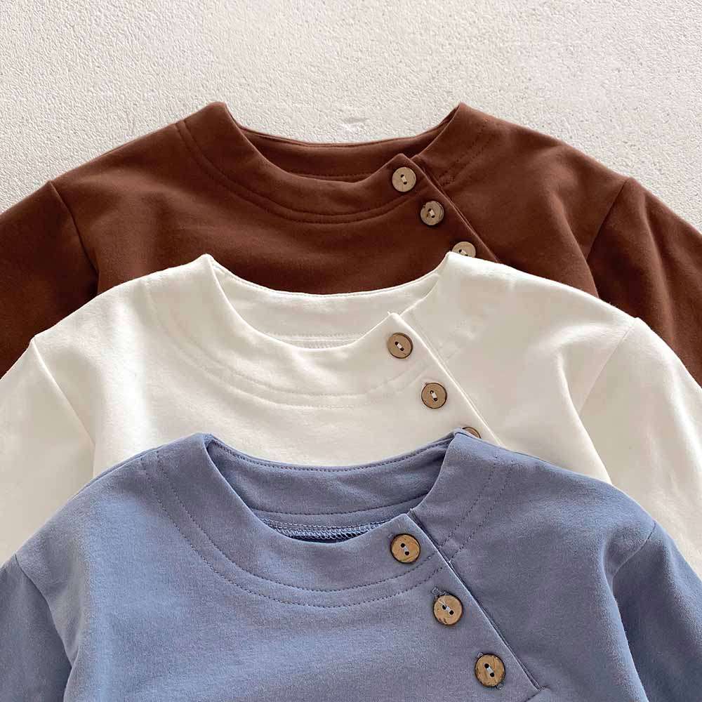 ベビー服  ベビー用ボタン付き長袖カットソー