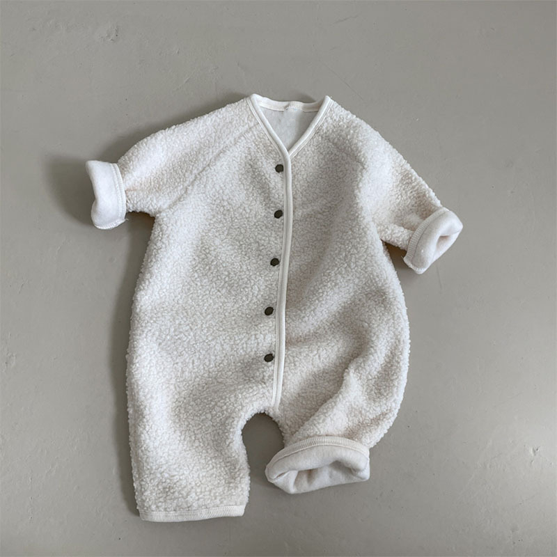 秋冬ボア素材長袖ロンパース