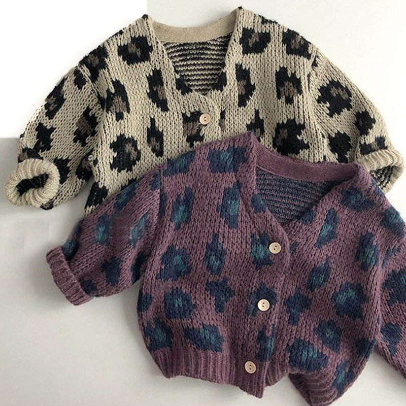 豹柄ニットカーディガン  子供服 アウター