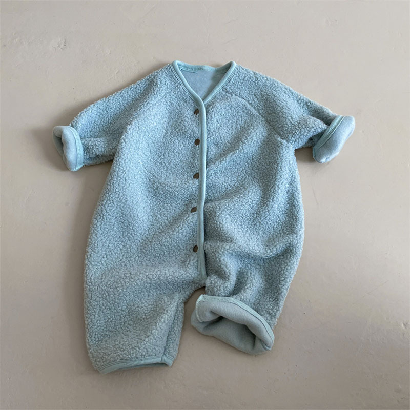 秋冬ボア素材長袖ロンパース