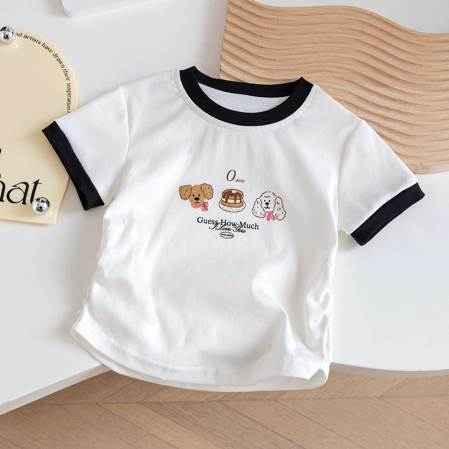 ベビー服  愛らしい犬柄プリント半袖Tシャツ