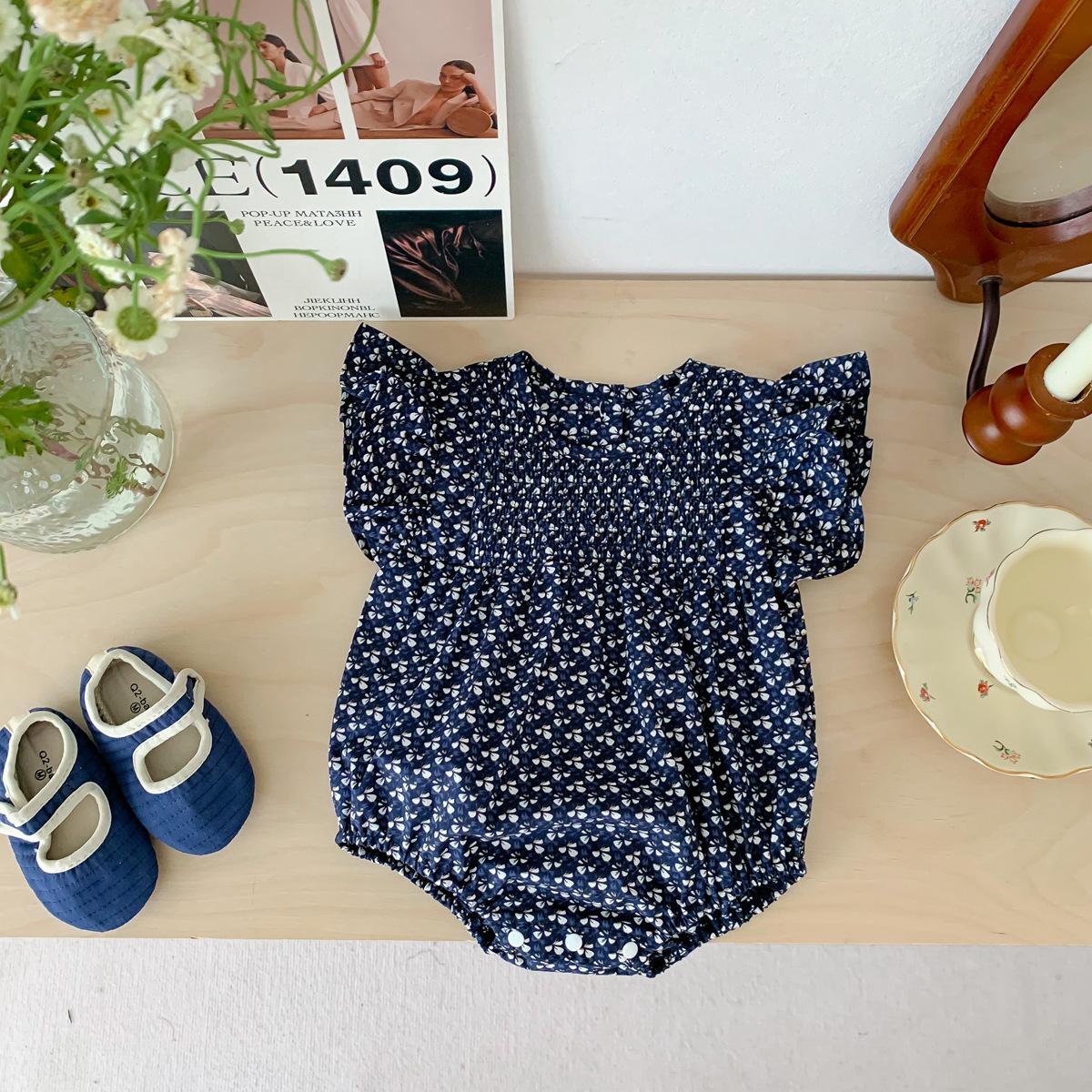 韓国風花柄ロンパース 可愛いベビー服 連体服