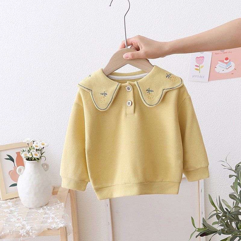 ベビー服  刺繍入り襟付きベビースウェット