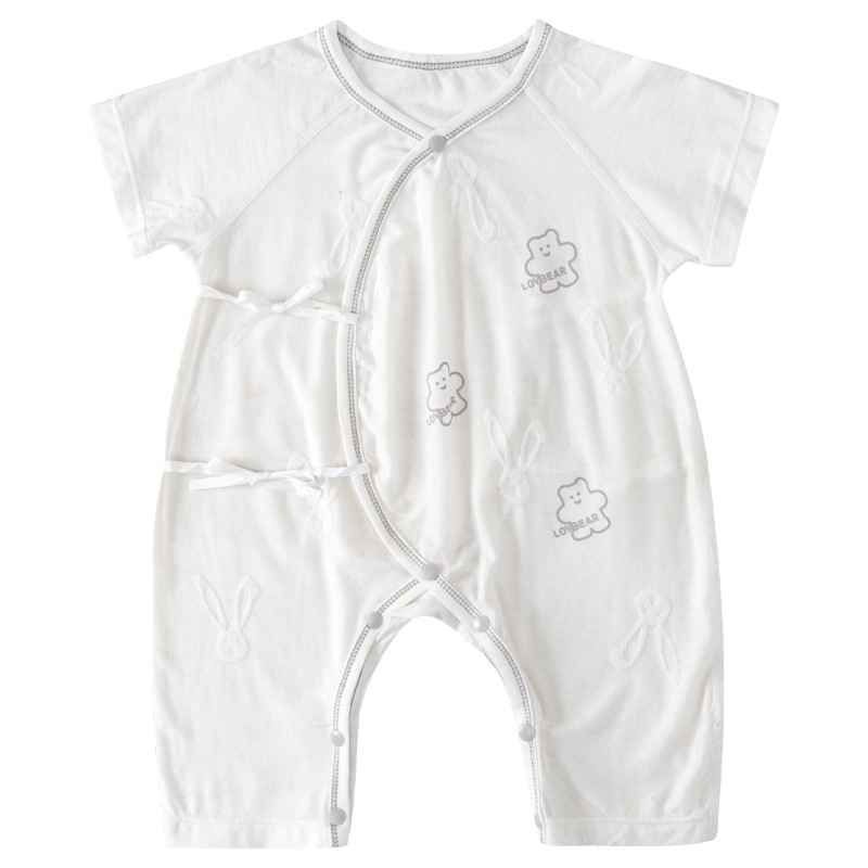 ベビー服 くまさん耳付き帽子と和風打ち合わせ肌着セット