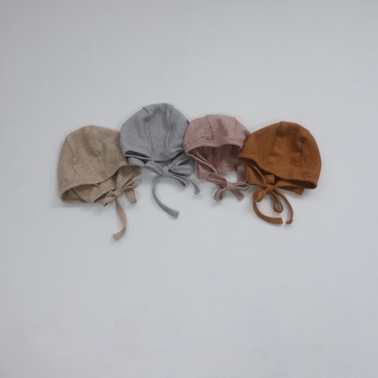 ベビー服 新生児用リブ編みボンネット付きロンパース