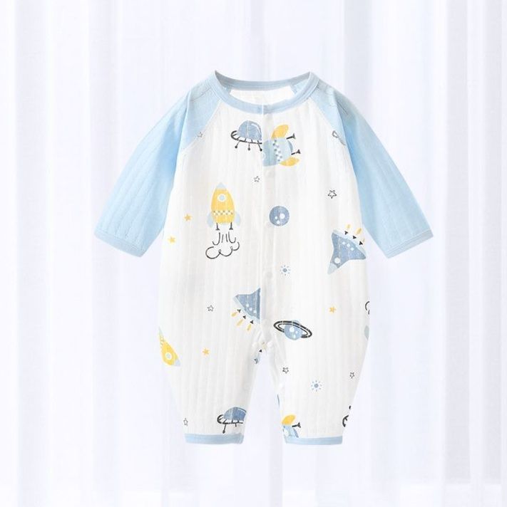 ベビー服 宇宙柄網眼通気長袖睡眠袋二枚組