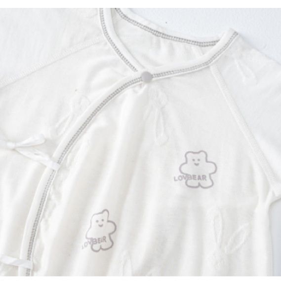 ベビー服 くまさん耳付き帽子と和風打ち合わせ肌着セット