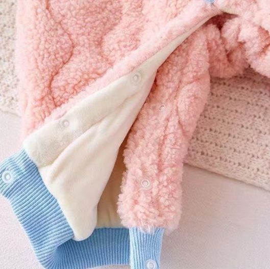 ベビー服 うさぎ耳付きもこもこフード付きロンパース