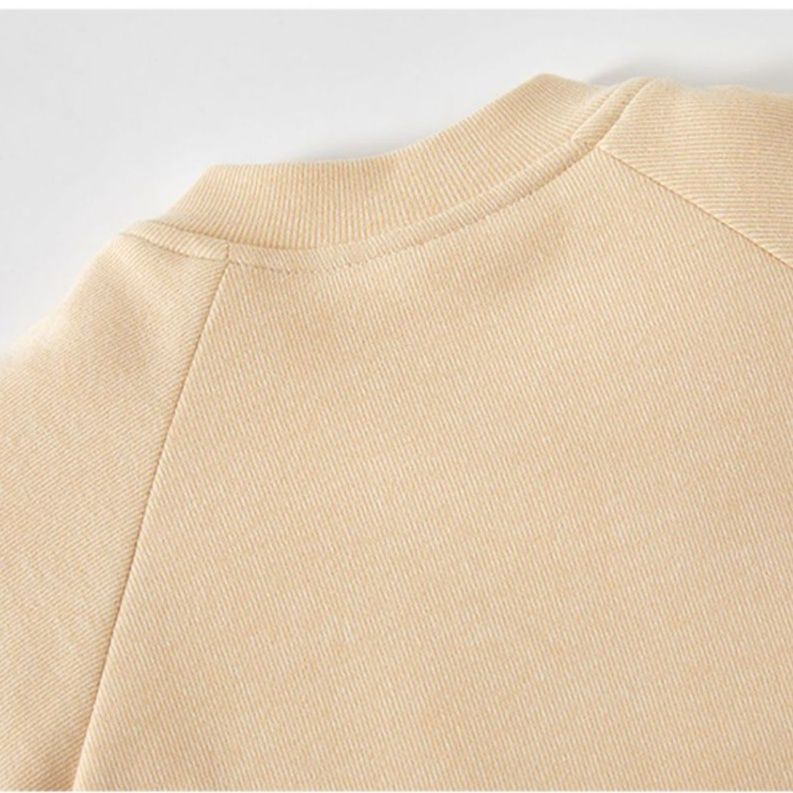 ベビー服 前開きスナップボタン長袖リブニットロンパース