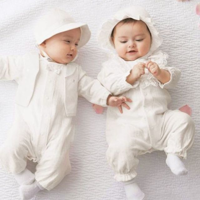 ベビー服 レース襟付き新生児ツーウェイオール帽子セット