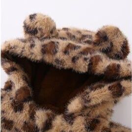 ベビー服 豹柄もこもこフード付きベビーコート