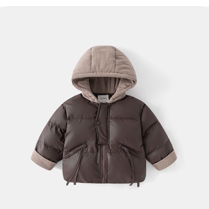 ベビー服 コーデュロイ切替フード付き中綿ジャケット　アウター