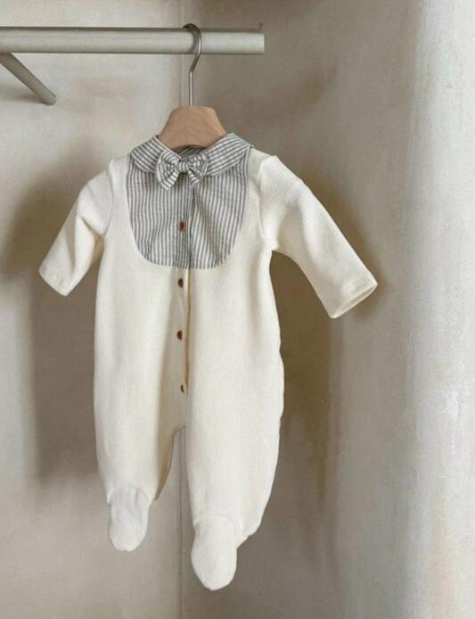 ベビー服 新作襟付きロンパース足付きカバーオール66-90センチ