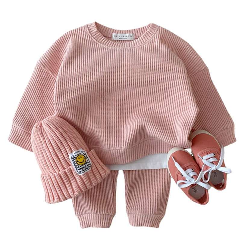 ベビー服 リブ編みセットアップ