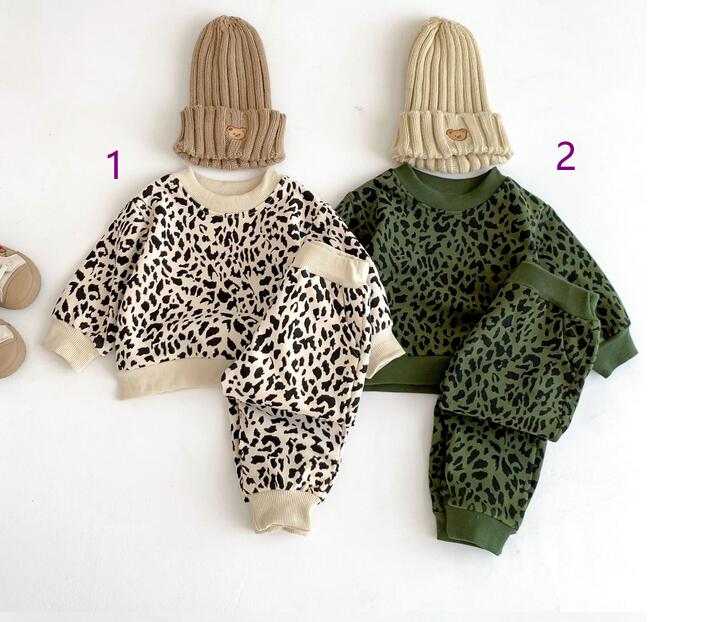 豹柄長袖上下セット薄手ベビー服トップスパンツ