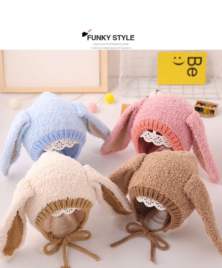 ベビー服 もこもこうさぎ耳ベビー帽子