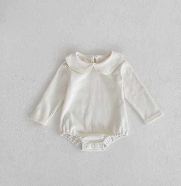 ベビー服 新生児用長袖ロンパース おしゃれな襟付きボディスーツ