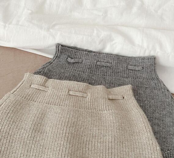 新作ベビー服ニット風くまさん耳付きセットアップ