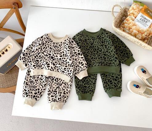 豹柄長袖上下セット薄手ベビー服トップスパンツ