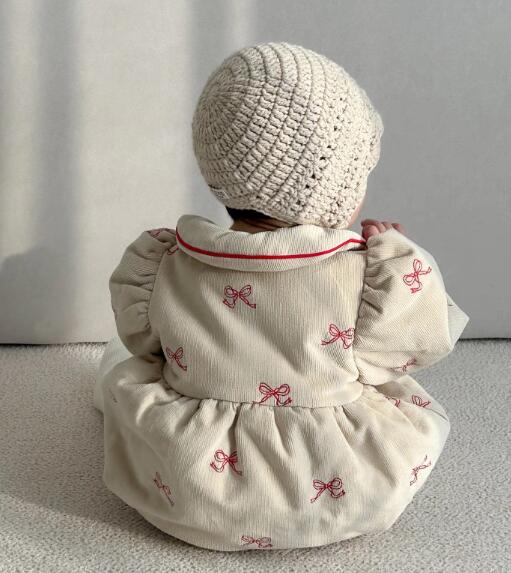 新作ベビー服 リボン柄ロンパース カバーオール ６６から１００センチ