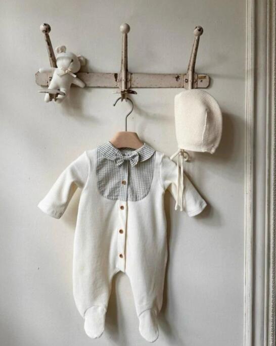 ベビー服 新作襟付きロンパース足付きカバーオール66-90センチ