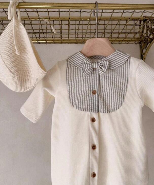 ベビー服 新作襟付きロンパース足付きカバーオール66-90センチ