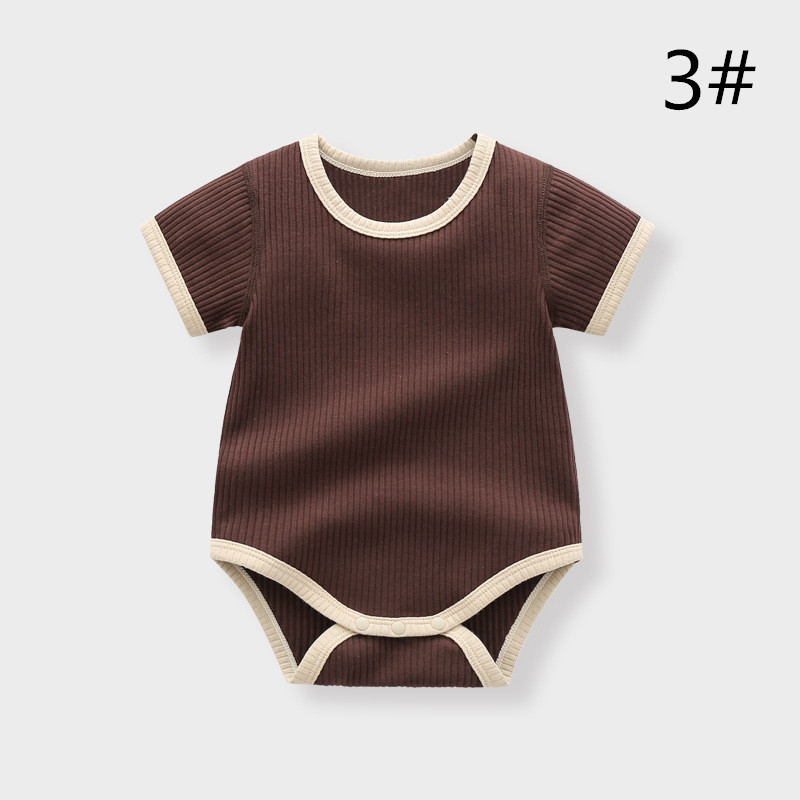 ベビー服 春夏新作 韓国風リブ編みロンパース 赤ちゃん用綿素材