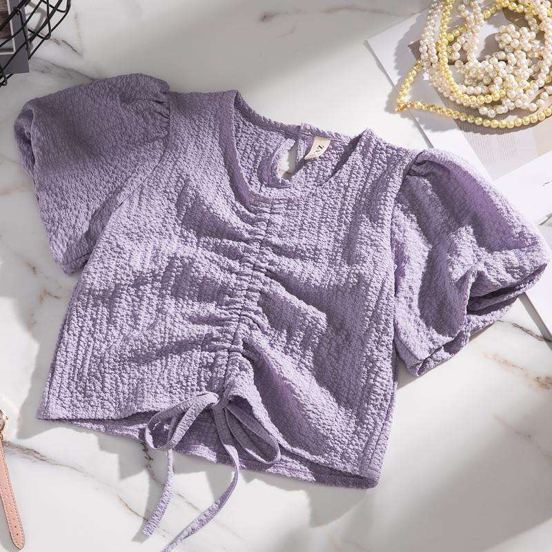 ベビー服  ギャザー入りパフスリーブブラウス