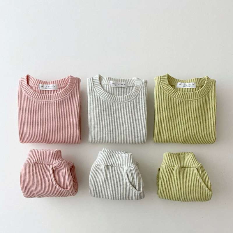 ベビー服 リブ編みセットアップ