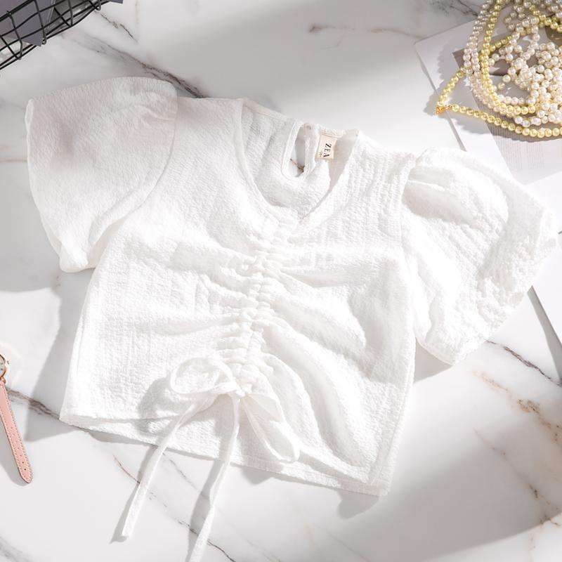 ベビー服  ギャザー入りパフスリーブブラウス