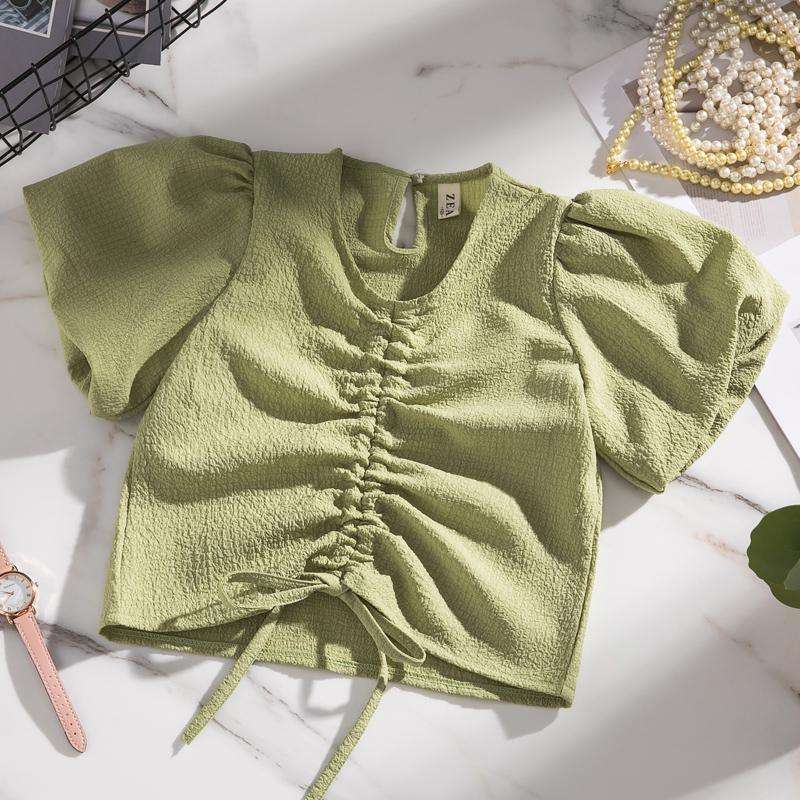 ベビー服  ギャザー入りパフスリーブブラウス