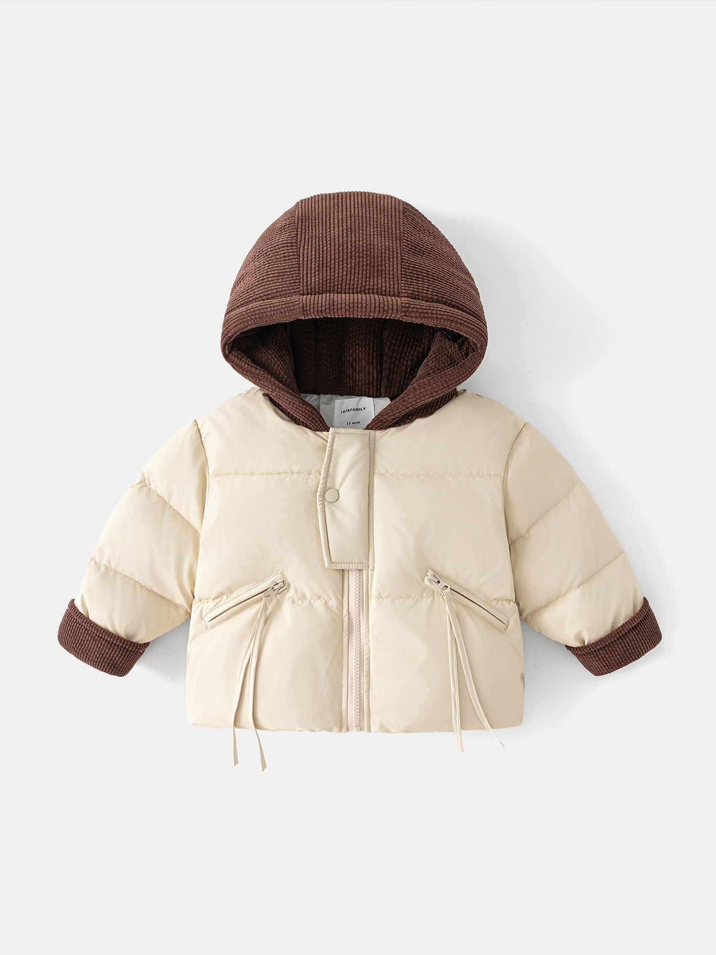 ベビー服 コーデュロイ切替フード付き中綿ジャケット　アウター