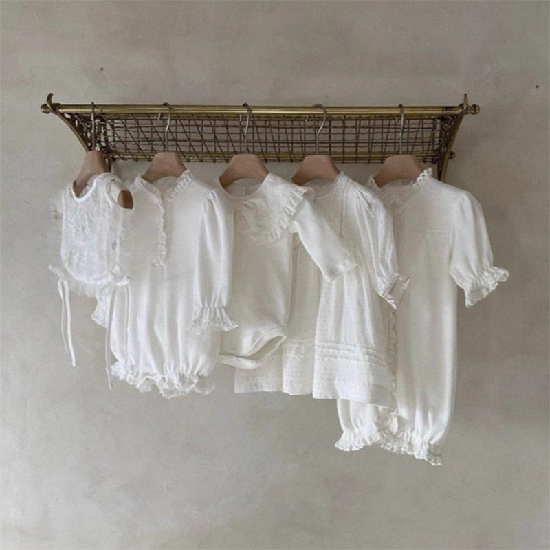 ベビー服 女の子用レース襟ロンパース長袖カバーオール