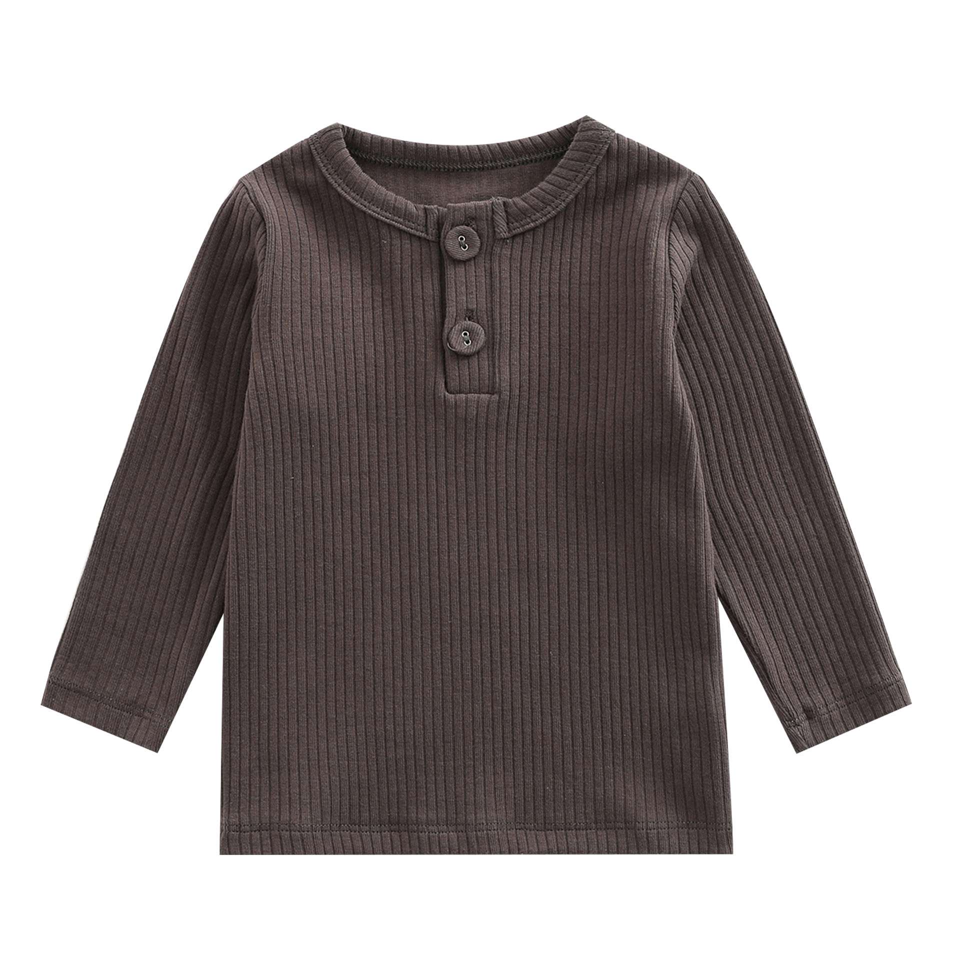 ベビー服  ベビー用リブ編みボタン付きカットソー