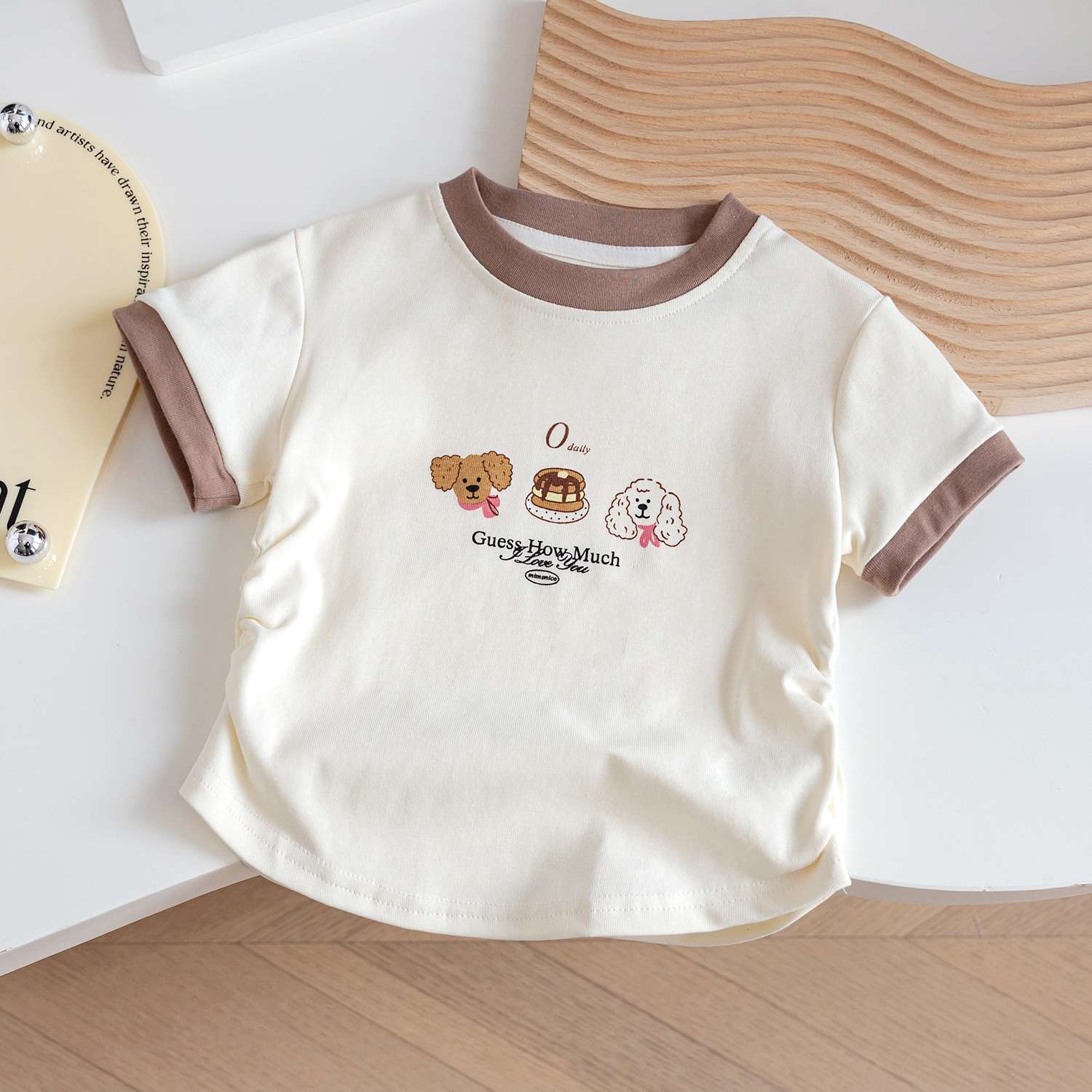 ベビー服  愛らしい犬柄プリント半袖Tシャツ