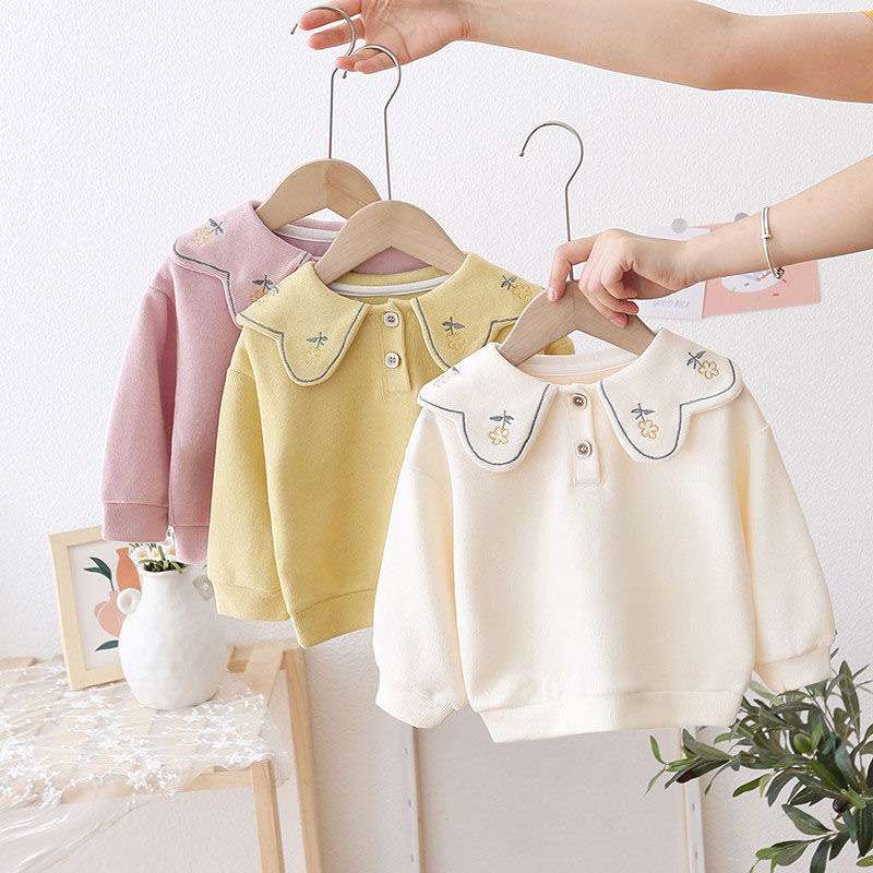 ベビー服  刺繍入り襟付きベビースウェット